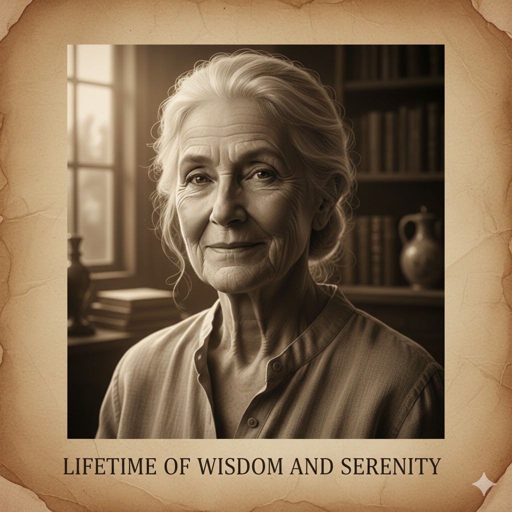 Elderly person in warm sepia tones representing wisdom and legacy
