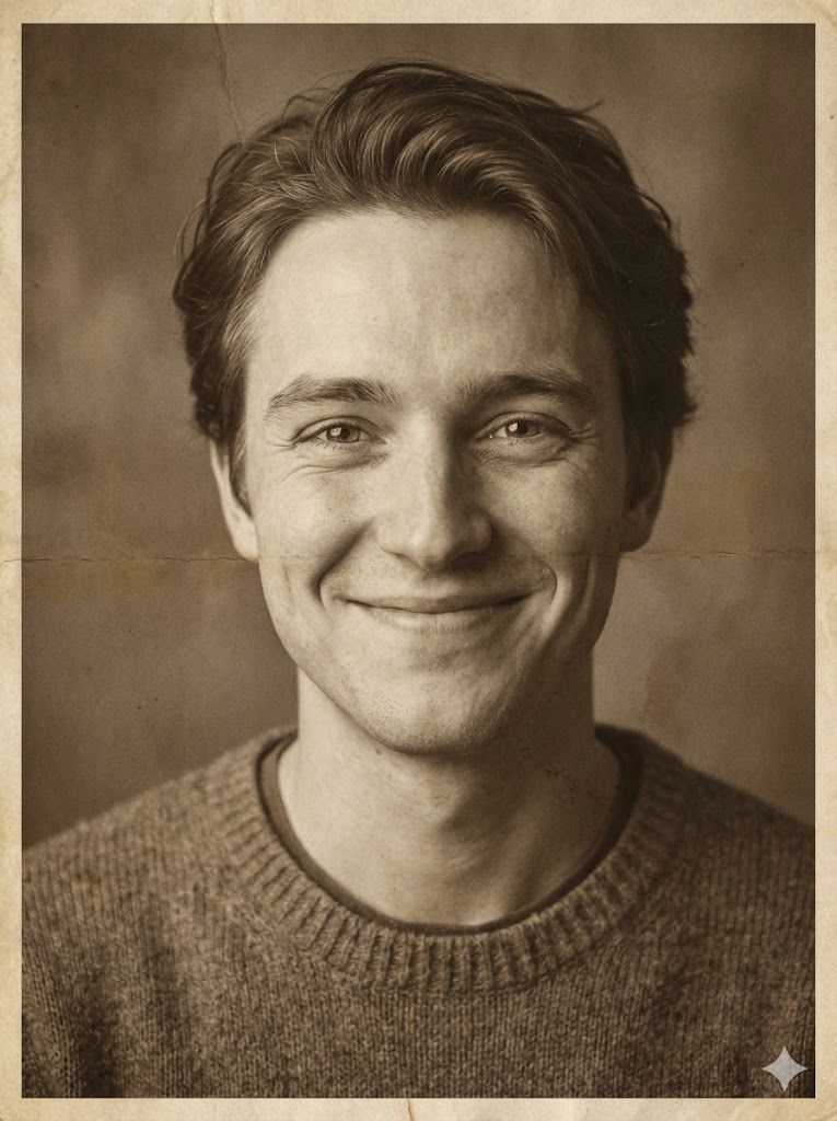 Young person in nostalgic sepia tones representing youth and promise